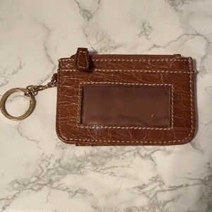 Brown Leather Card Holder with Key Ring